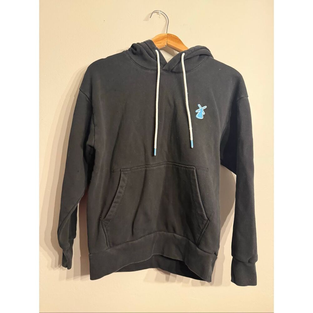 Dutch Bros Coffee Black Blue Logo Drawstring Long Sleeve Pullover Hoodie Size XS